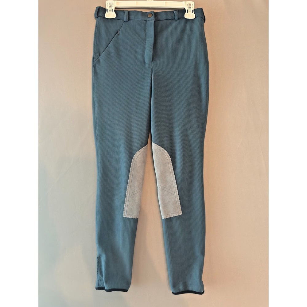 TuffRider Youth Hip Hugger Knee Patch Equestrian Riding Breeches Blue Size 28x30